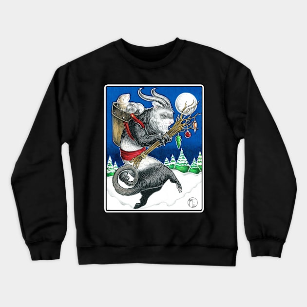 Ferret Krampus - White Outlined Version Crewneck Sweatshirt by Nat Ewert Art